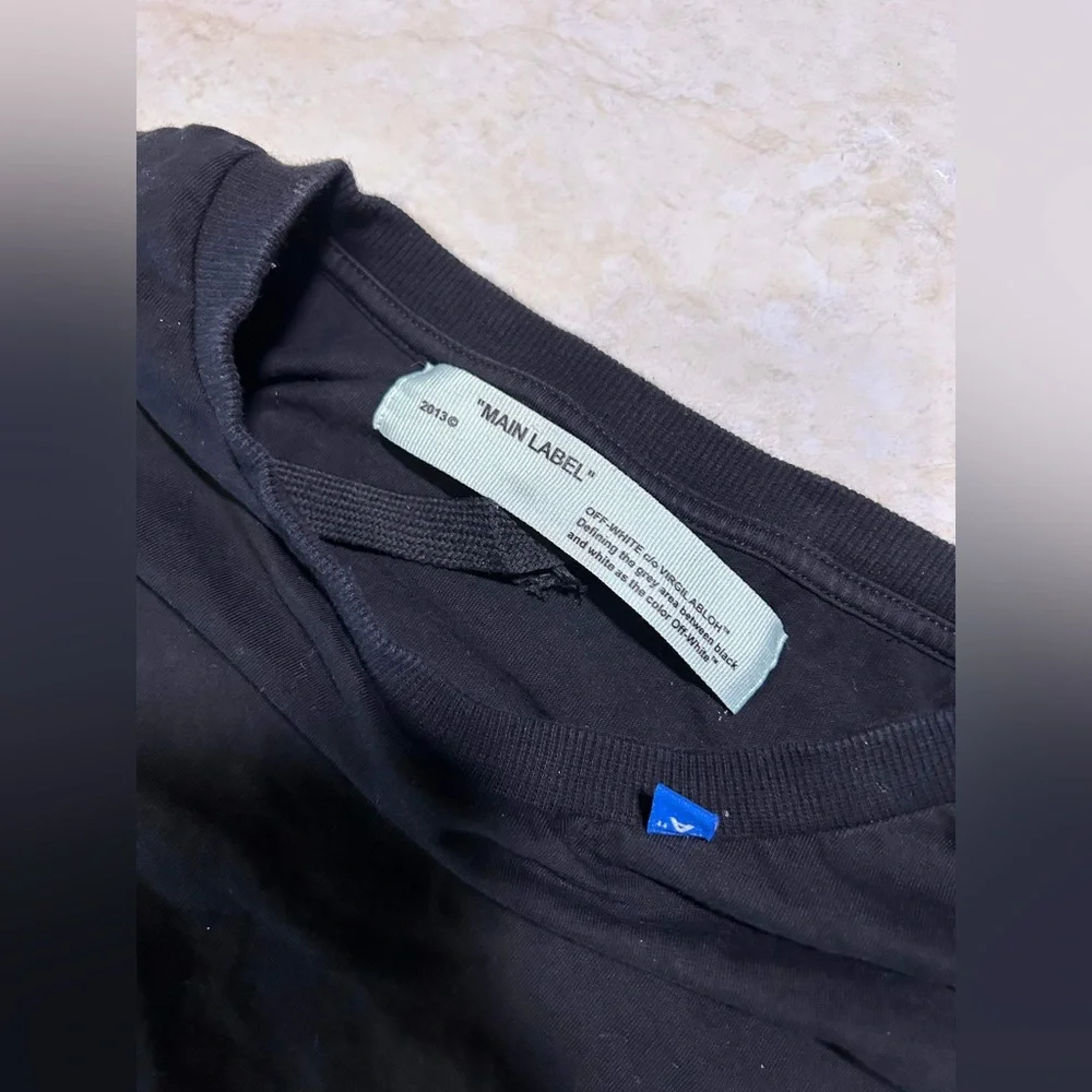 Off-White 2020 Unfinished Logo Layered Sleeve T-Shirt Sz L - Picture 4 of 10